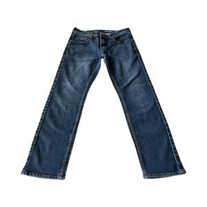 MBX Mens 30 Blue Denim Slim Fit Straight Leg Stretch Casual Dark Wash‎ Jeans